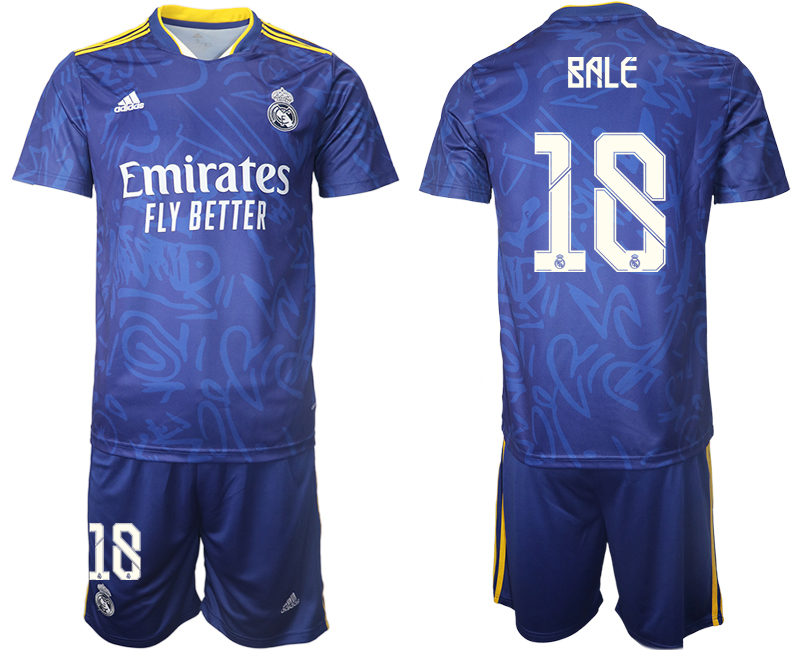 Men 2021-2022 Club Real Madrid away blue #18 Soccer Jersey